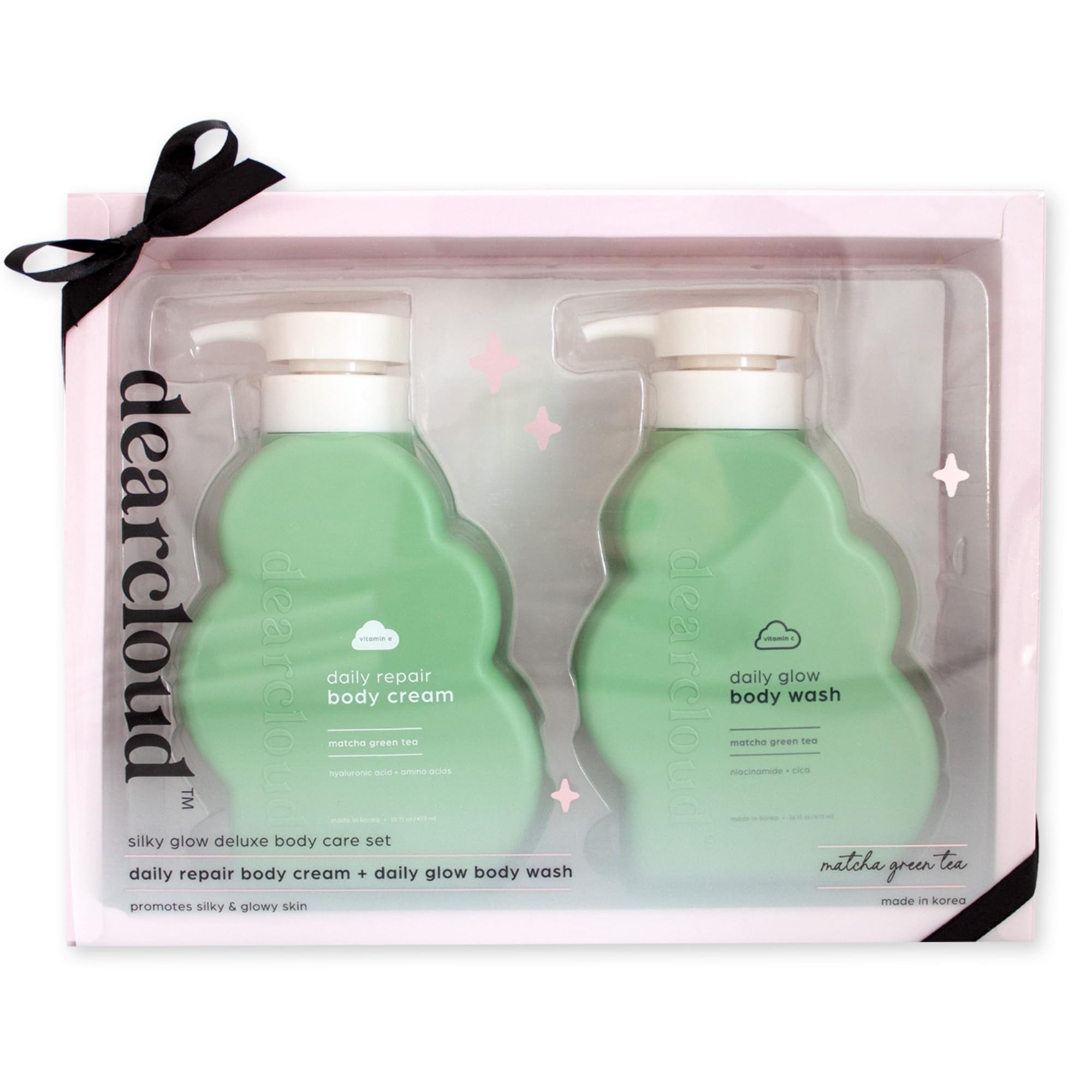 Silky Glow – Set de cuidado corporal de lujo, loción corporal + gel de baño, ácido hialurónico, aminoácidos, niacinamida y vitamin