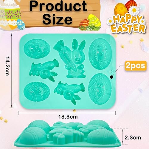 Miniatura 2 de Molde de silicona para huevos de Pascua, molde de silicona para conejito de Pascua para chocolate, 2 paquetes de molde en forma de huevo de Pascua