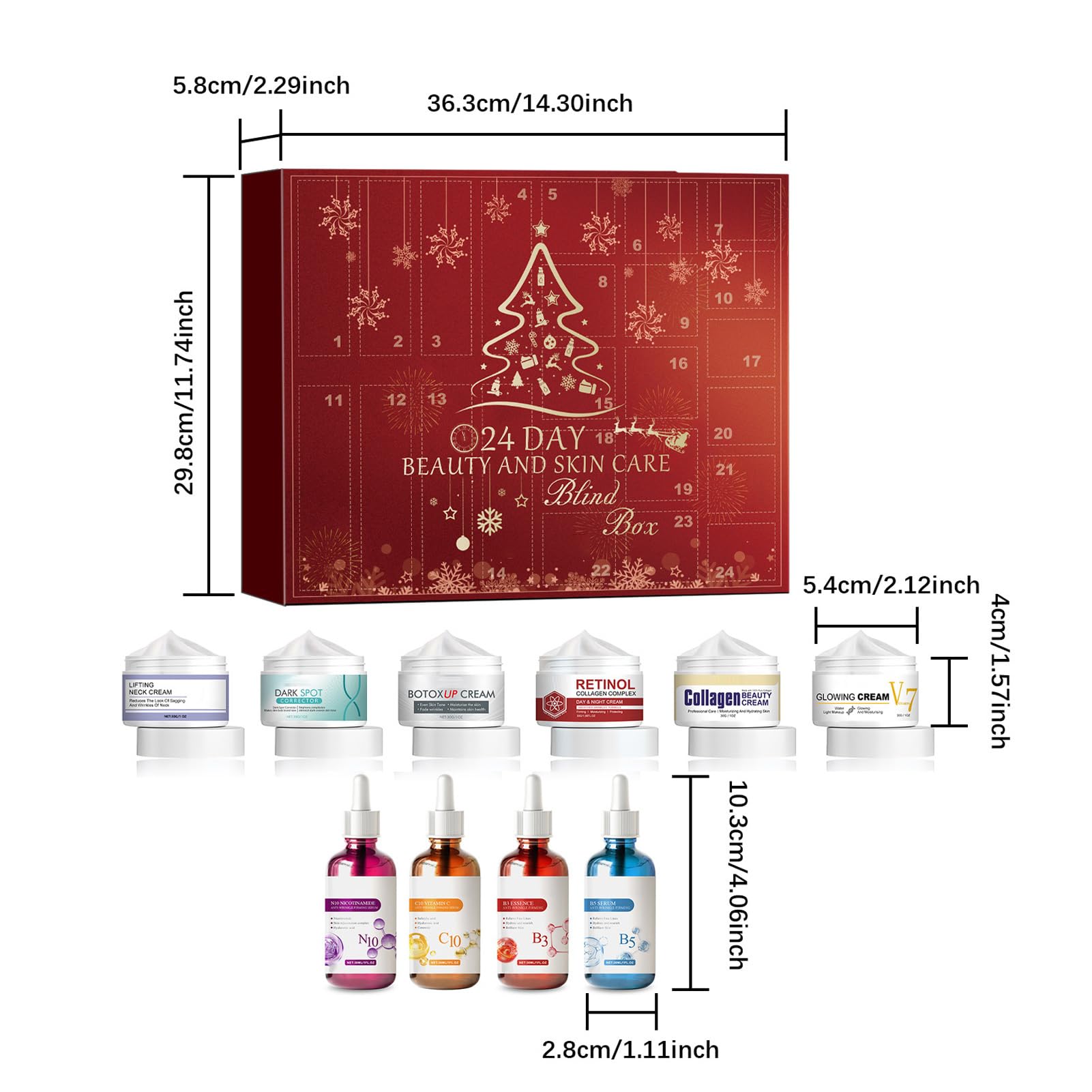 Christmas Beauty Adventskalender, Weihnachten 24 Tage Beauty Countdown | Kalender - Weihnachten Make-up Kit Hautpflege Box Weihnachten Countdown Kalender für Frauen