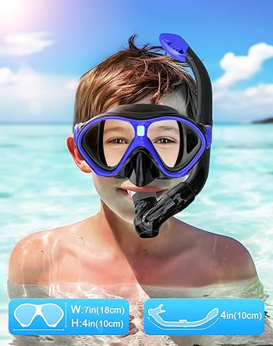 Vista 42 de Gintenco Juego de esnórquel para niños, máscara de buceo para niños como gafas de natación unisex, máscara de buceo antivaho y juego combinado