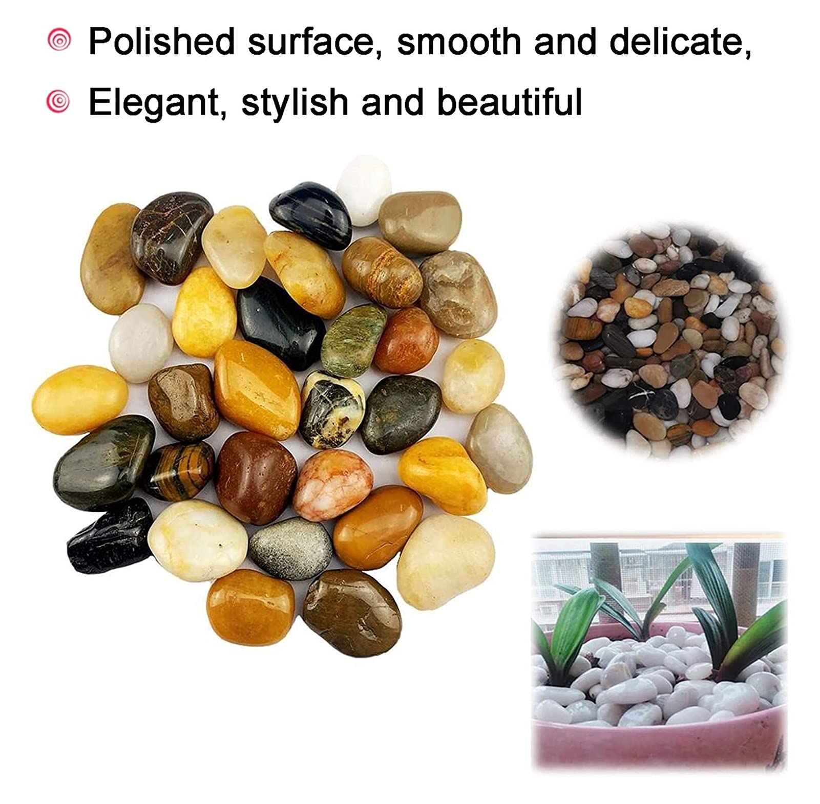 Decorative River Rocks Bonsai Giardino Giardino ciottoli decorativi ciottoli di ghiaia decorativi for piante 2-4cm 2,5 kg Pietre lucidate naturali for il corridoio del prato del patio del giardino. gi