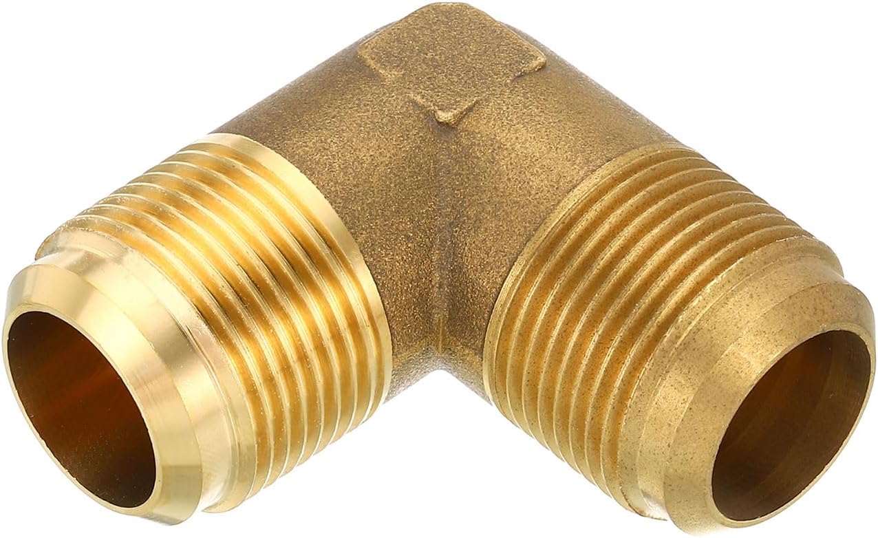 PATIKIL 3/4" x 3/4" Brass Pipe Fitting, Flare 90 Degree Elbow Tube Fitting Pipe Adapter Connector for Air Conditioner Refrigeration Plumbing
