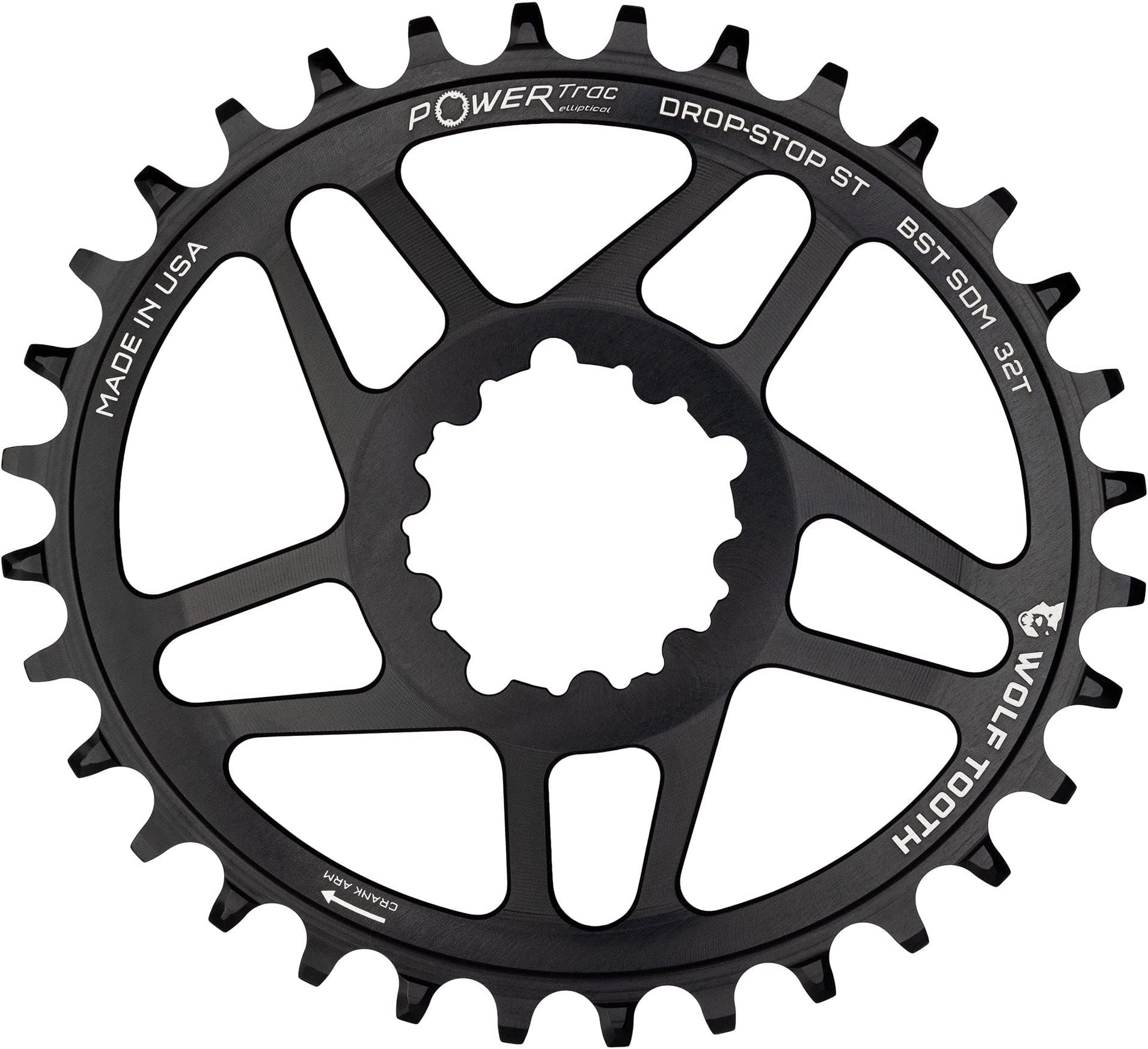Wolf ToothElliptical Mountain Bike Direct Mount Oval Chainrings for SRAM Cranks (30 Tooth, Drop-Stop ST, PowerTrac, Boost, MTB)