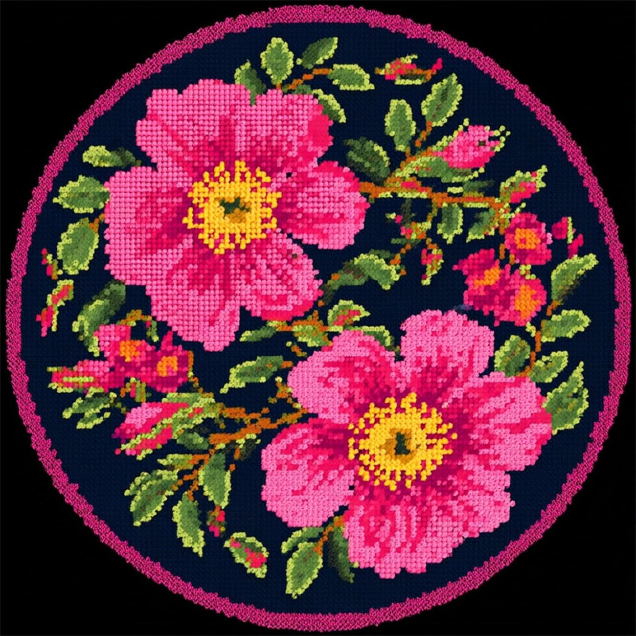 Kitquiver Rug Making Kit for Adults Pink crabapple Blossoms 60x60cm