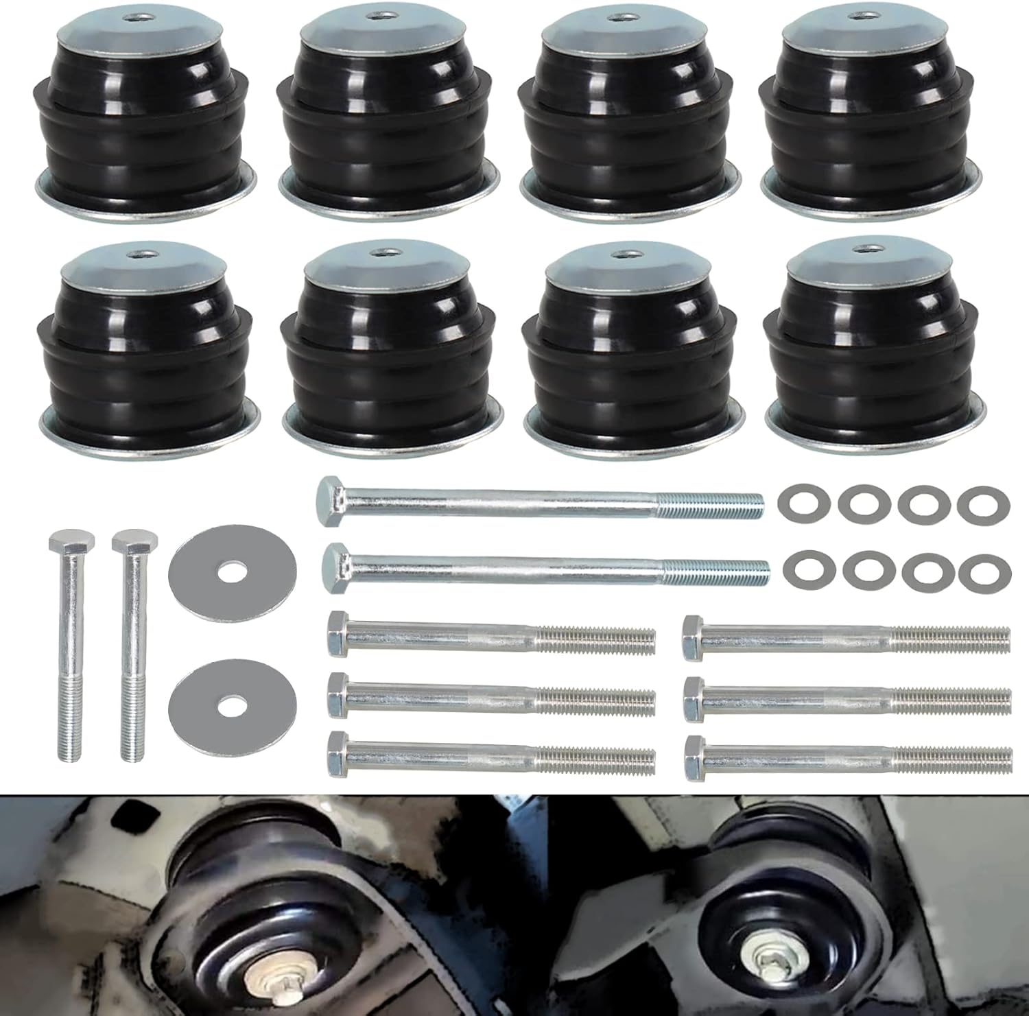 Body Mount Bushing Kit Compatible with Ford F250 F350 Super Duty 2008-2016 2WD 4WD Polyurethane Body Cab Mounts Steel Sleeves Hardware Black