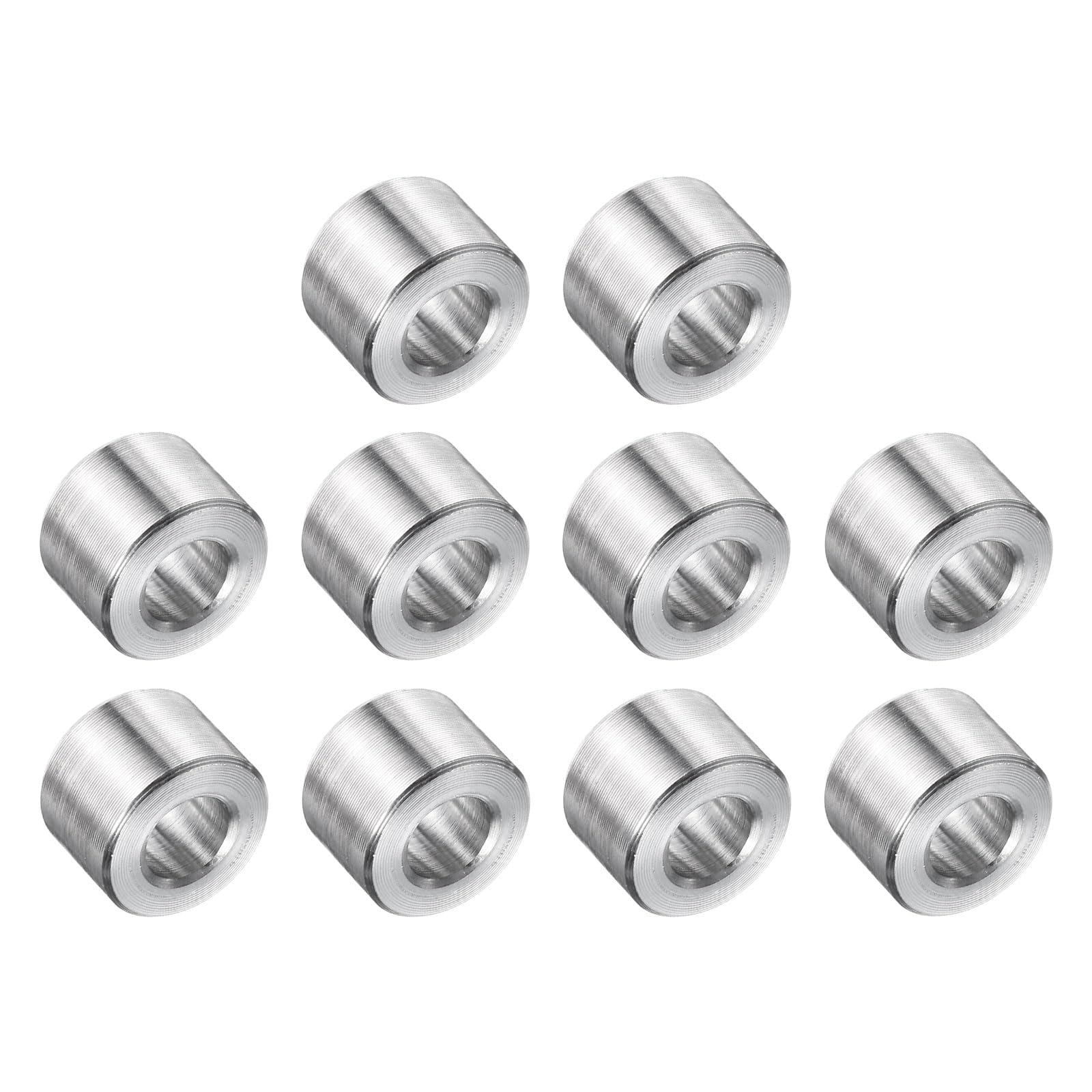 uxcell 10 Pcs Stainless Steel Spacer 1/4" Bore x 1/2" OD x 3/8" Length Screw Bushing Plain Finish Round Metal Spacer for 1/4" Screws Bolts and Rods