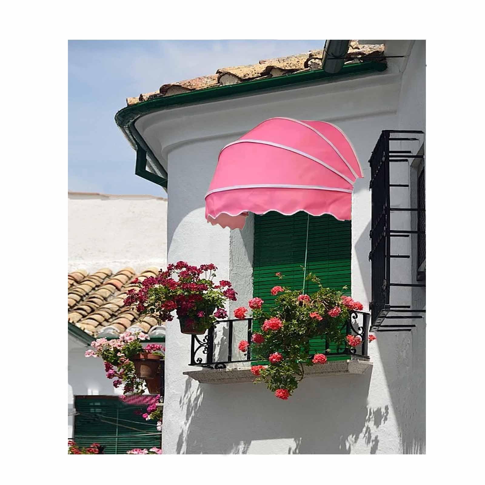 CZYZMDD Retractable Patio Door Window Awning Waterproof UV-Resistant 65cm Diameter Decorative Telescopic Hemispherical Shade Outdoor Sun Protection Canopy