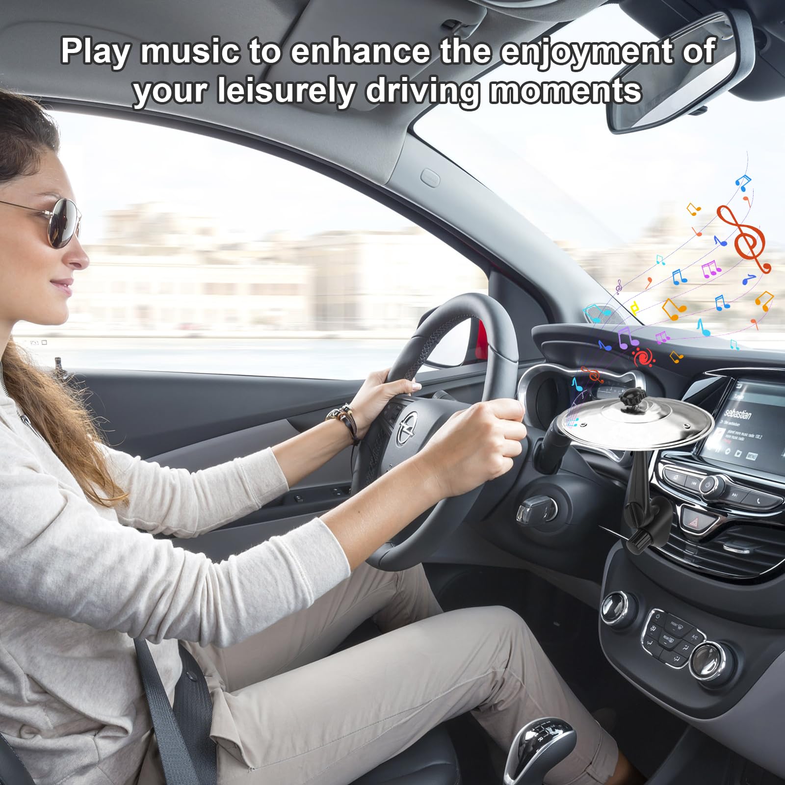 Piatto per batteria per auto, per intrattenimento in auto, regolabile, per ingorghi, amanti della musica e batteristi, in ABS e lega, accessori per auto con suono nitido (3 pezzi, oro
