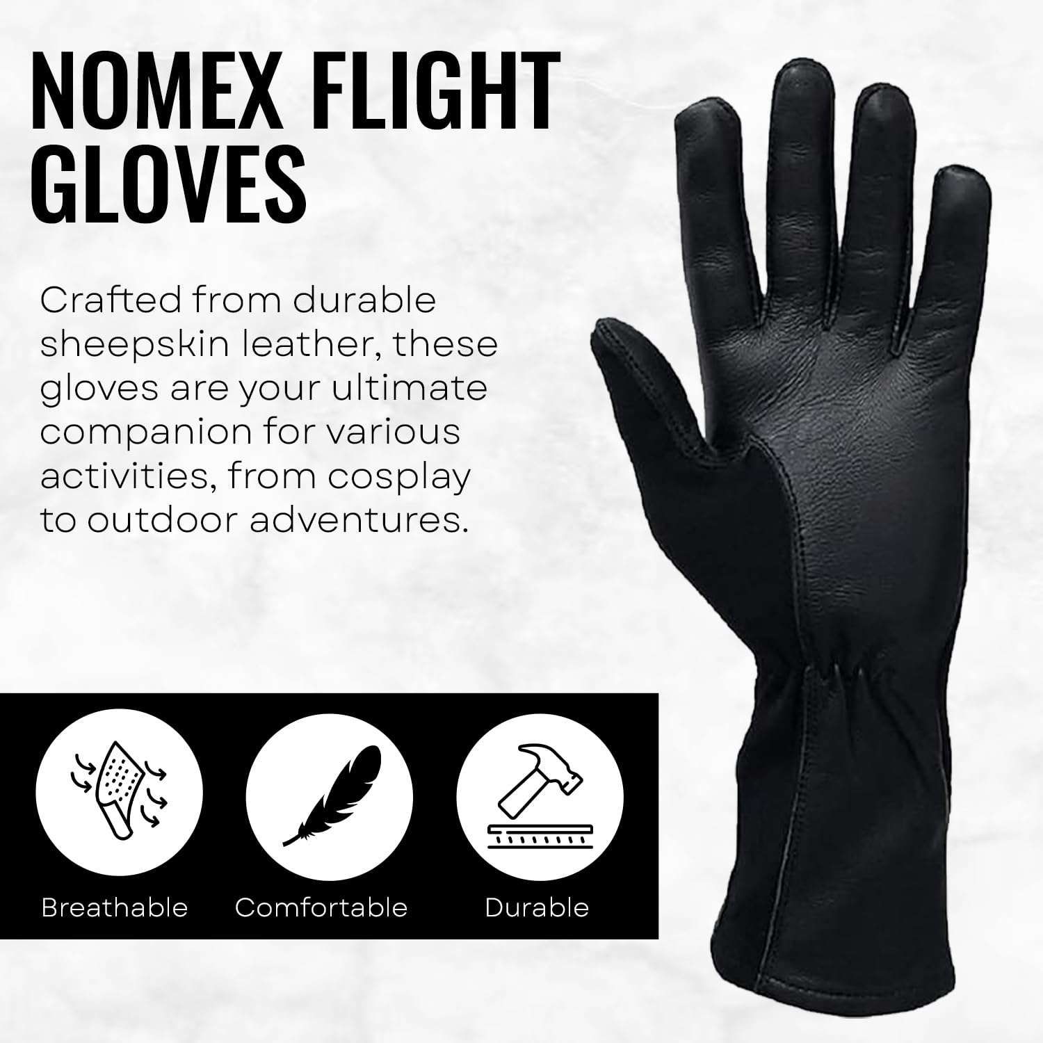 SBL SOUTH BEACH LEATHER Nomex Flight Gloves, Flame and Heat Resistant Leather Work Gloves for Men and Women, Soft and Durable Sheep Skin Leather Driving, Flying, Gardening Hunting Gloves