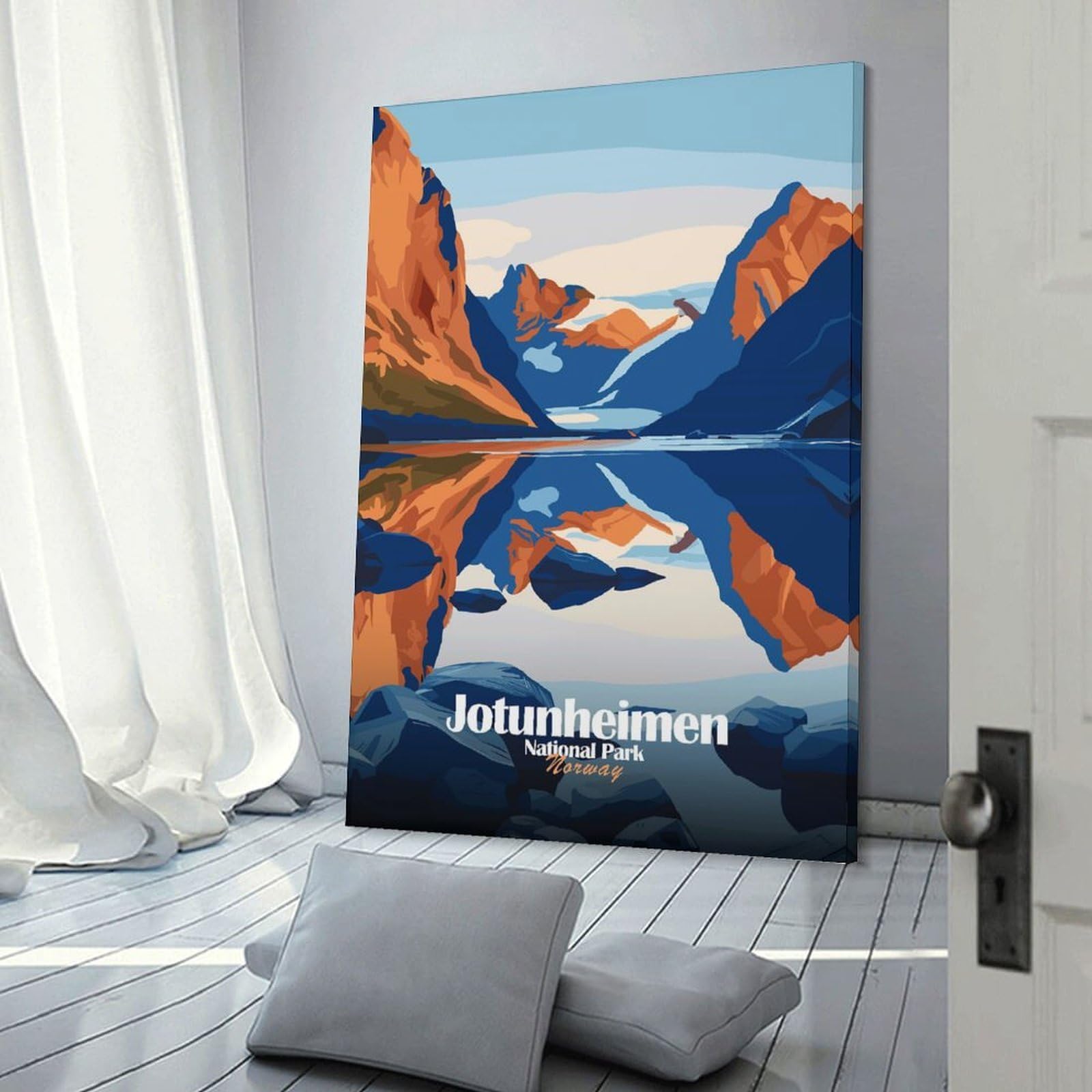 Junmoney Frame-Style-17-1 Decorative Wall Artwork Jotunheimen National Park Norway, 24X36inch(60X90cm), For New Homes, Bedrooms Or Workspaces, Canvas Artwork With Gifting Potential