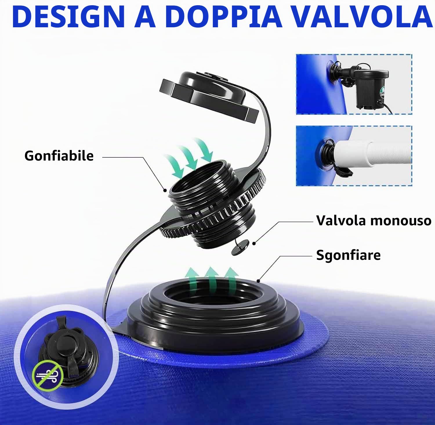 Panngu Cuscino per piscina 200 x 400 cm, cuscino d'aria per piscina invernale XXL, palloncino invernale con kit di riparazione per piscina invernale (2 x 4 m, blu)