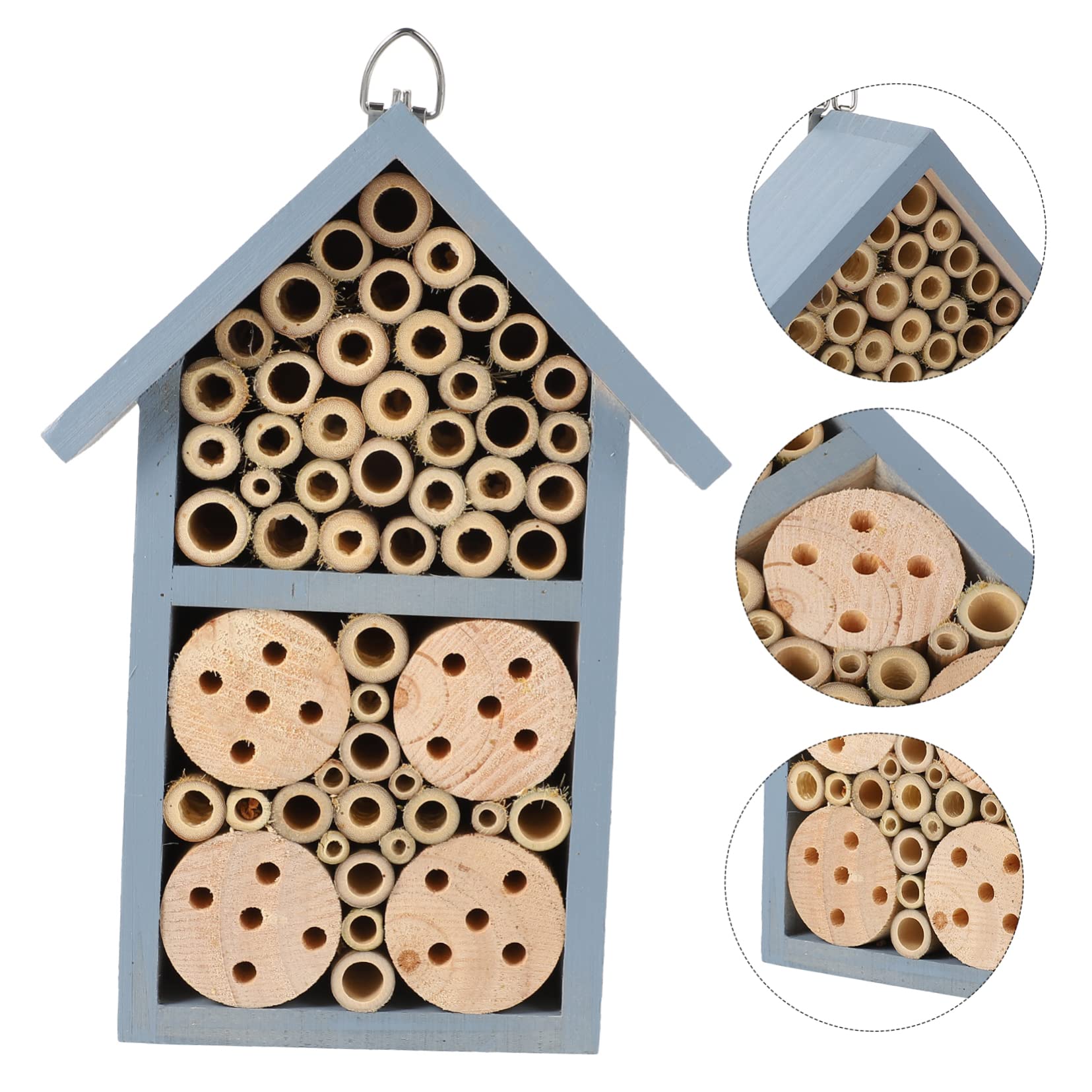 Happyyami Dekoratives Bienenhaus und Eisen mit Blauer Farbe Bietet Überwinterungsschutz für Bienen im Garten und Outdoor Bereich mit Praktischen Eisenhaken