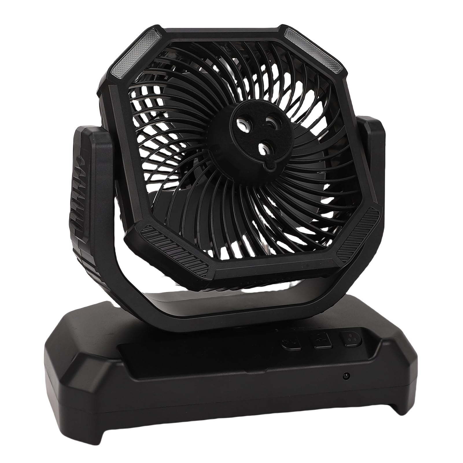 Fafeicy Ventilateur Brumisateur Portable avec Lumière LED, Télécommande, Rechargeable, 4 Vitesses, Agitation Automatique, Noir, pour Usage Extérieur