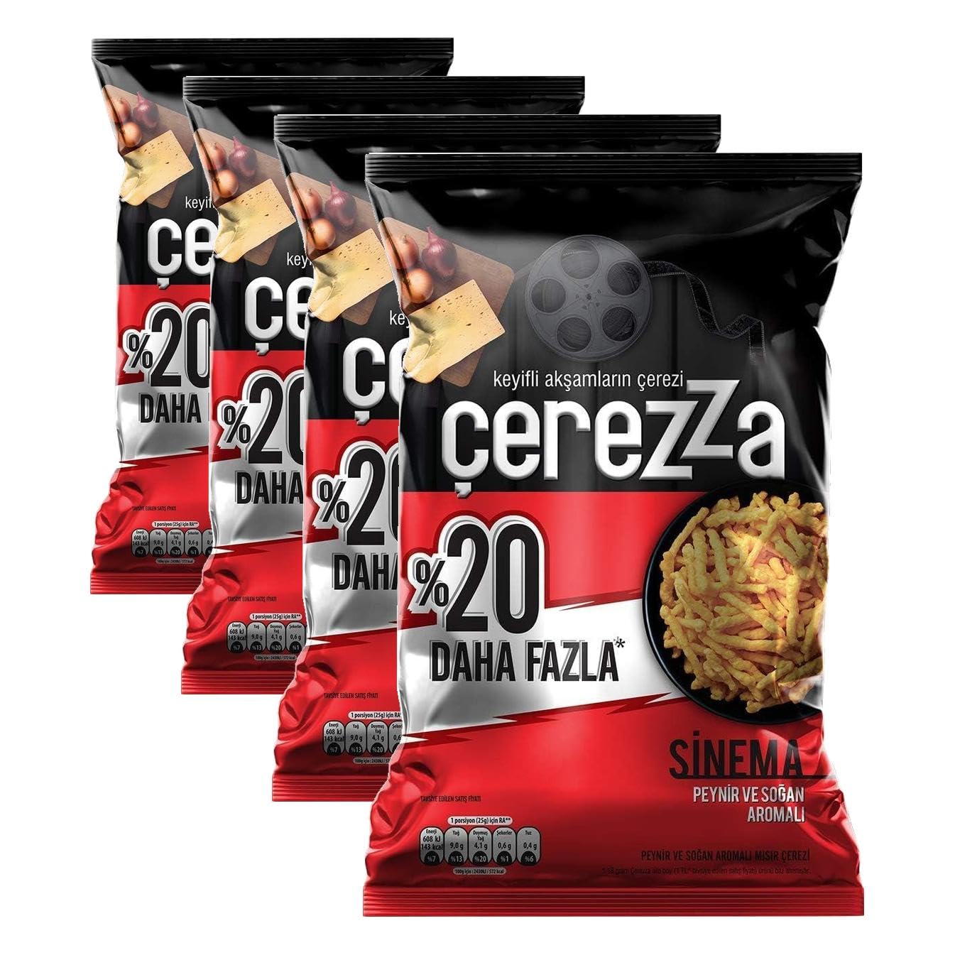 Çerezza Sinema Peynir & Soğan Mısır Çerezi Süper Boy 117 g (4 paketi)