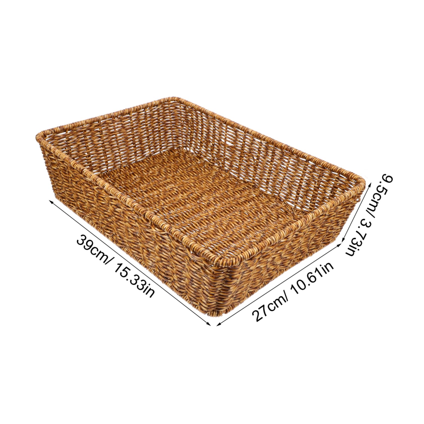SOLUSTRE Stylish Natural Woven Storage Basket Imitation Rattan Home Decor Book Storage Basket Kitchen Accessory
