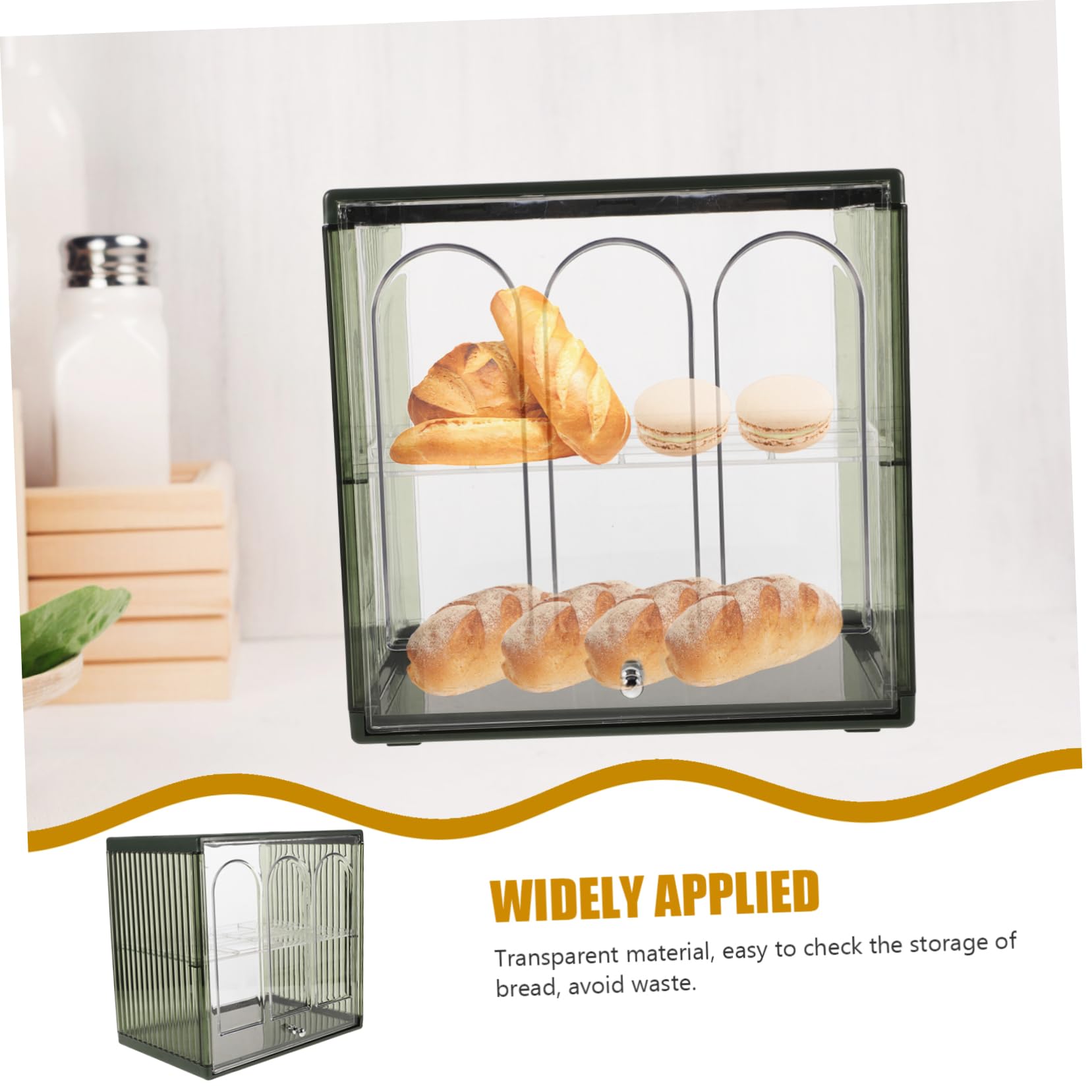 TOPPERFUN Caja de Doble Capa Transparente para Cocina, Hermética Gran Capacidad, Adecuada para Guardar Pan en Casa o Mostrarlo en Panadería