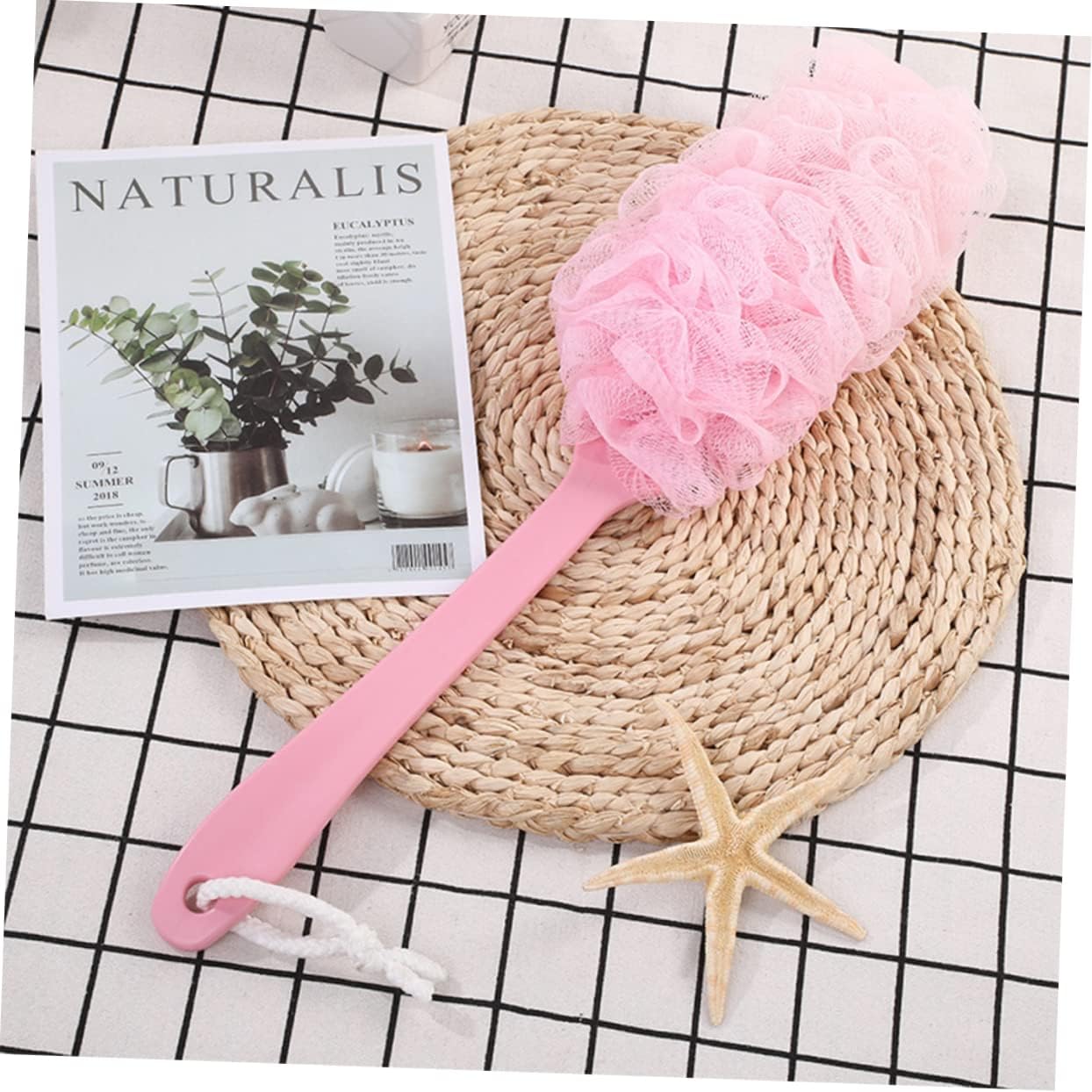 3pcs Bath Ball Long Handle Shower Brush Pink Body Massage Brush for Cleaning