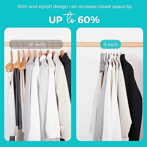 Miniatura 4 de HOUSE DAY Perchas de terciopelo de alta calidad, paquete de 50 perchas de fieltro flocado antideslizantes, resistentes y duraderas, perchas de