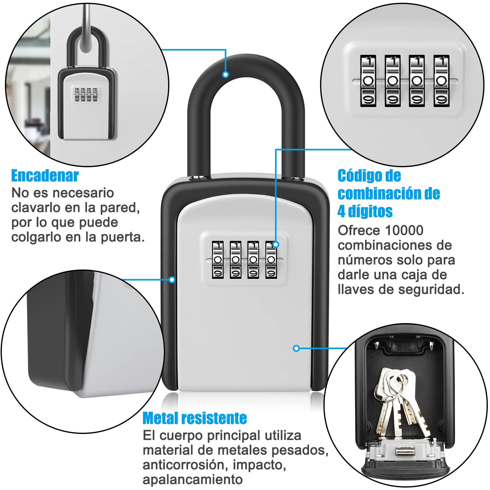 Faneam Caja Seguridad Para Llaves Exterior: Código 12 Dígitos, Impermeable Y Gran Capacidad (5-8 Llaves) - Ideal Para Casa, Garaje U Oficina