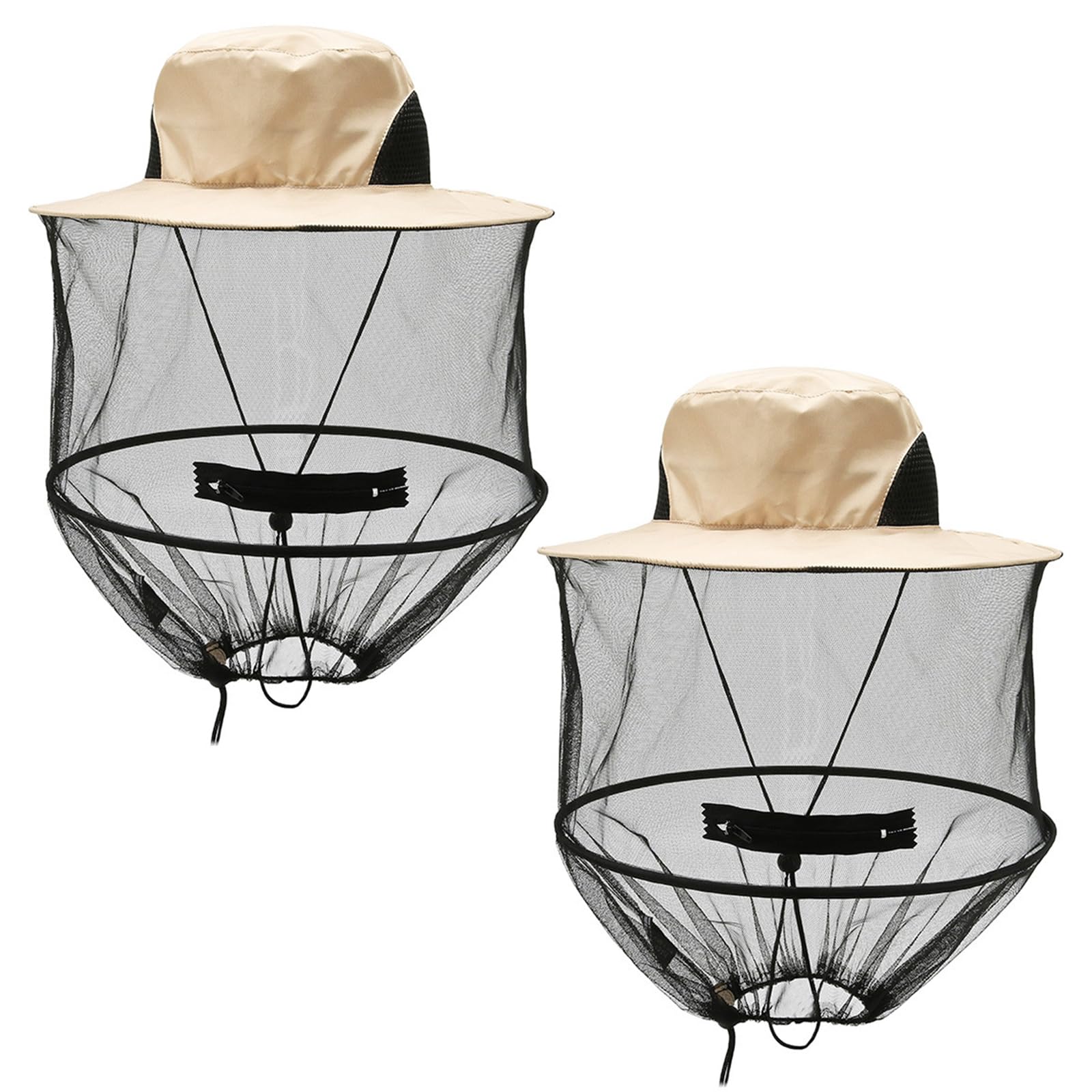 2 Pezzi Cappello Anti Moscerini Pieghevole Cappello Zanzariera Ad Asciugatura Rapida Cappello con Retina per Insetti Adatto per Escursioni all'Aria Aperta Campeggio Apicoltura e Pesca (Beige)