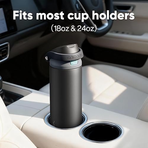 Miniatura 3 de ENCOOL - Botella aislante para agua, acero inoxidable con pajilla, mantiene el frío, tapa abatible de un solo toque, sin Bisfenol A, a prueba de