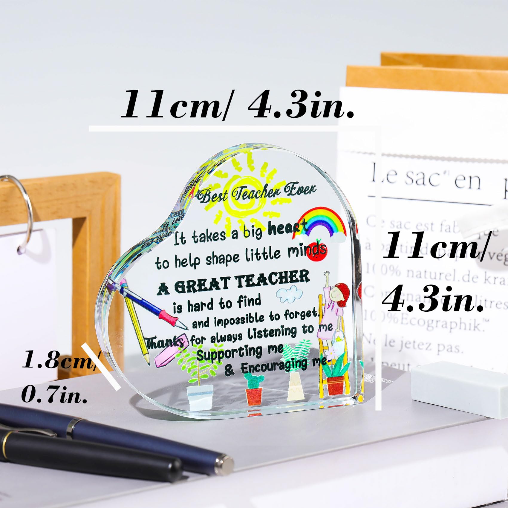 Ornalrist Teacher Appreciation Gifts Glass Coloful Heart Keepsake from Students - Image 3