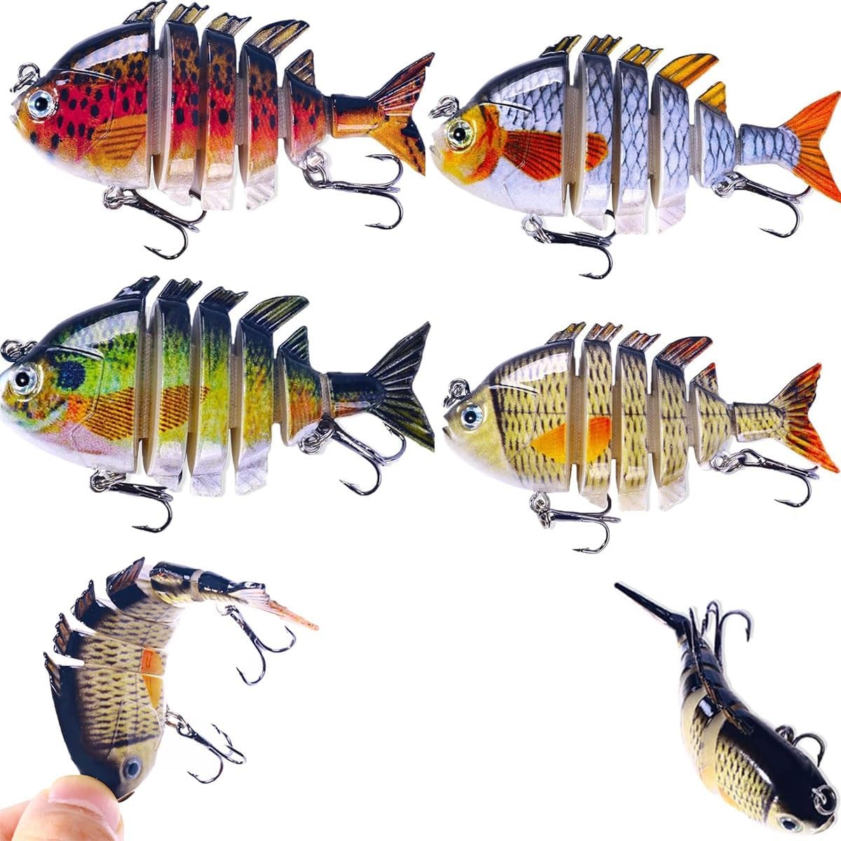 Micro Jointed Swimbait, 2 Inch, Fishing Lures for Freshwater and Saltwater, Lifelike Swimbait for Bass Trout Crappie Walleye Pike, Slow Sinking Lures Suitable for All Kinds of Fish(Color:8PCS)