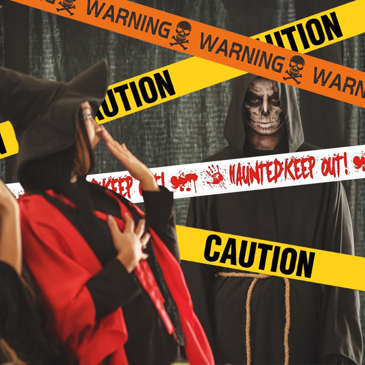 Bande Avertissement Halloween 30 M – Ruban Warning Orange/Rouge/Blanc Pour Fêtes Effrayantes