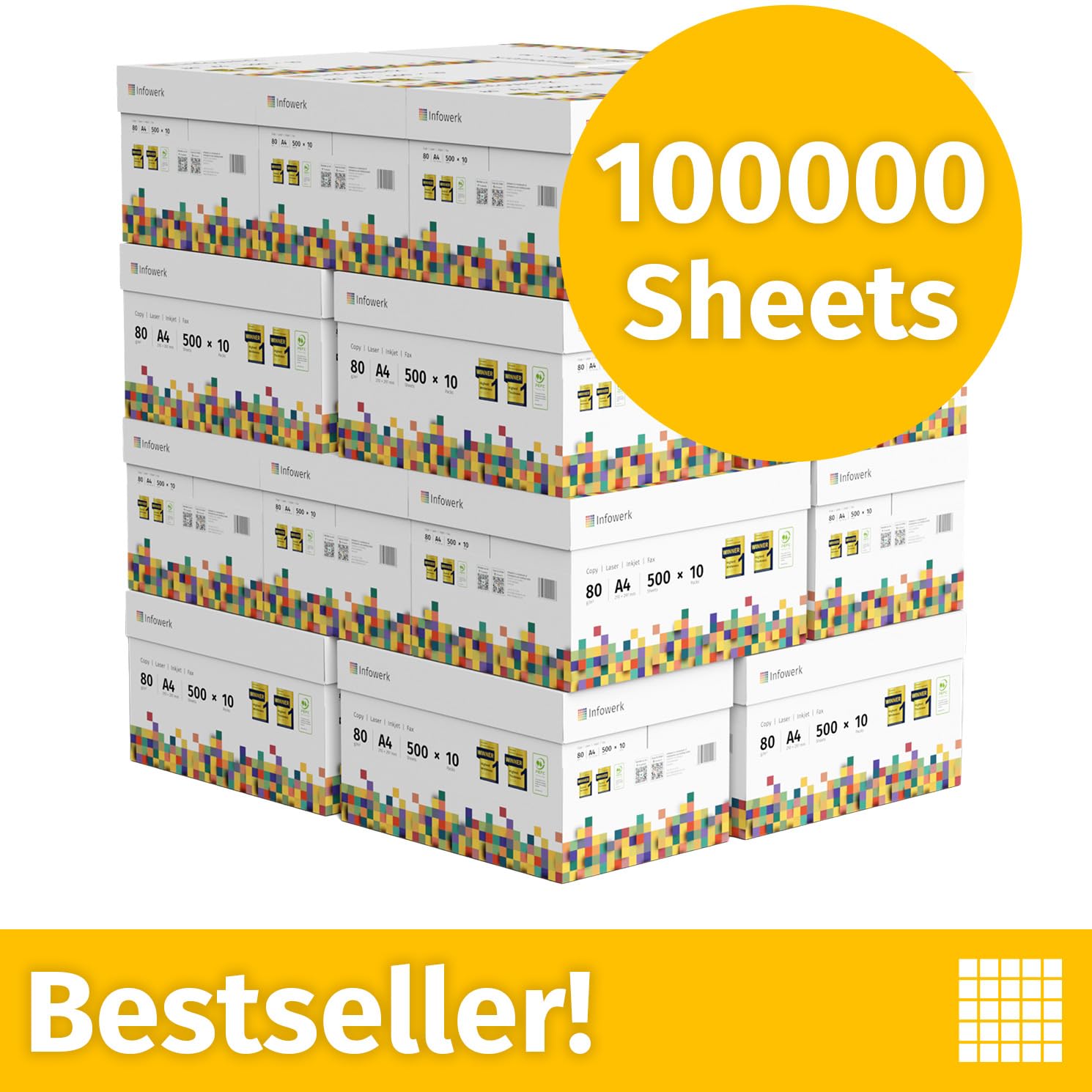 Druckerpapier Kopierpapier 100000 Blatt 20 x 5000 A4 80g Premium Hochweiß CIE 160 PEFC zertifiziert