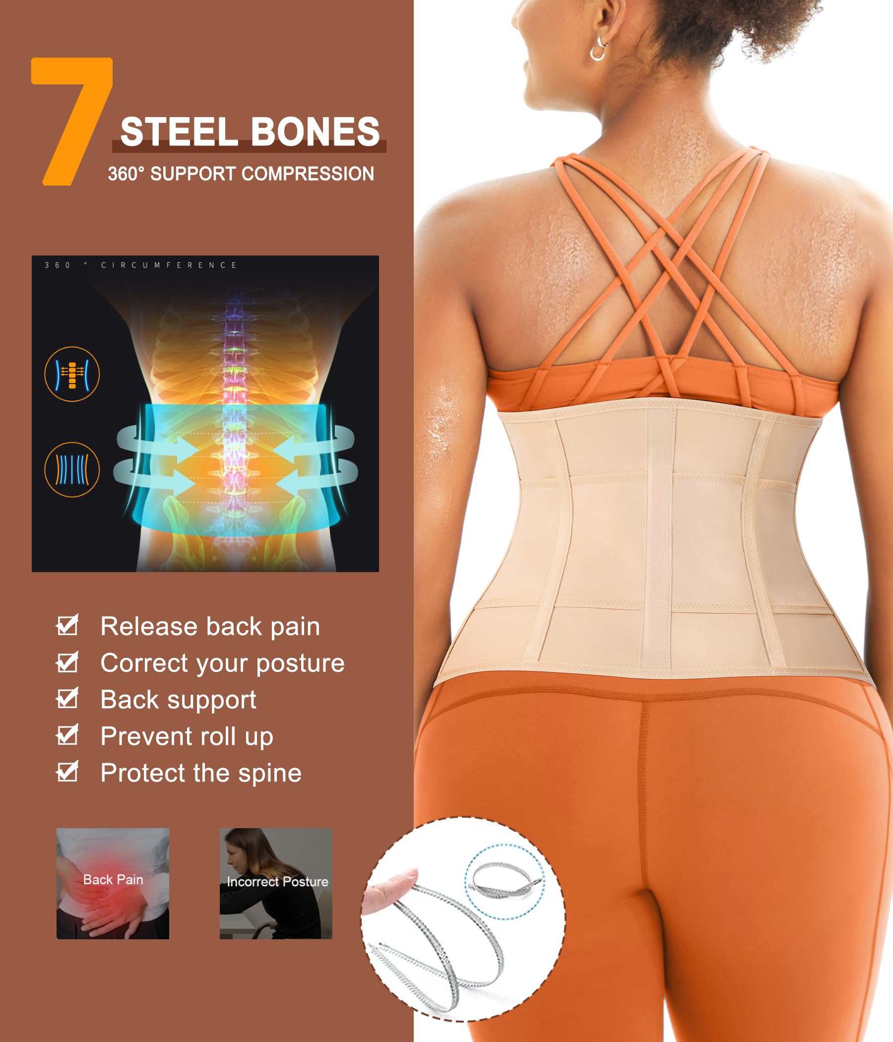 TrainingGirl Corsé de entrenamiento para mujer, faja reductora de cintura, faja deportiva para sauna, faja para el vientre, faja para el estómago