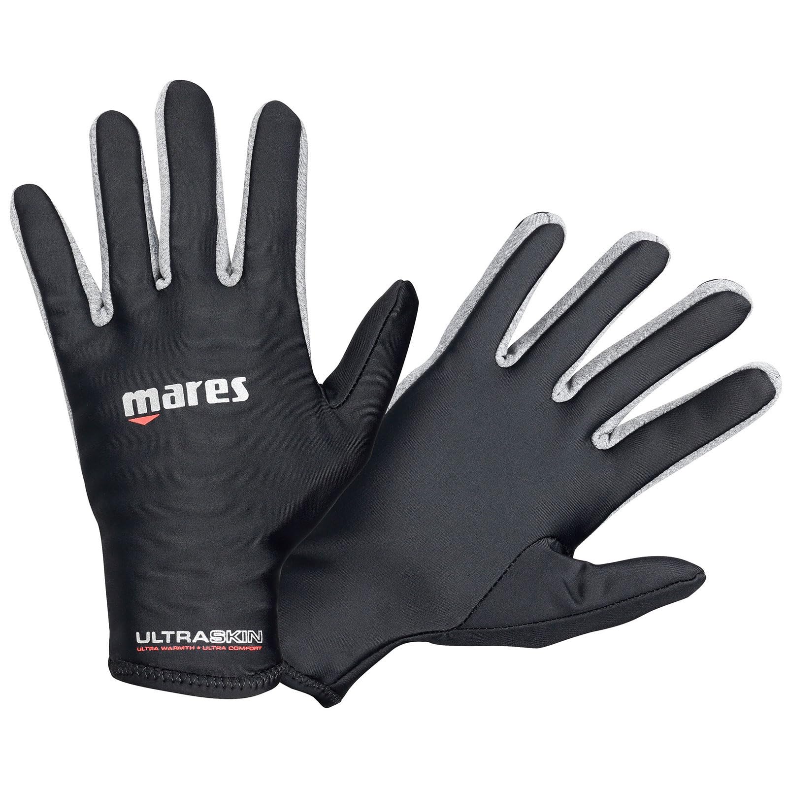 Mares Unisex Ultraskin Diving Gloves - UPF 50+ Sun Protection Windproof Breathable Multi-Layered Thermal-Insulated Multi-Sport Water Gloves, Black/Gray, Small