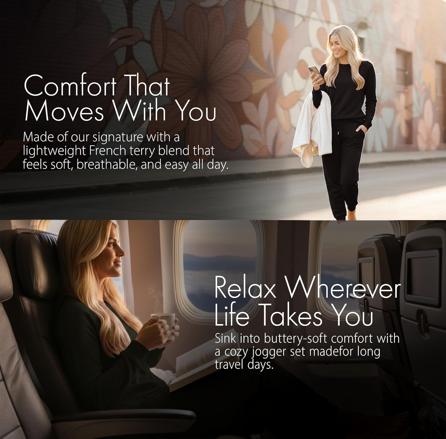 Blush by Us Angels 2 Piece Jogger Lounge Set for Women | Women's Travel Sweatsuit - Lightweight, Cozy Loungewear - Image 5