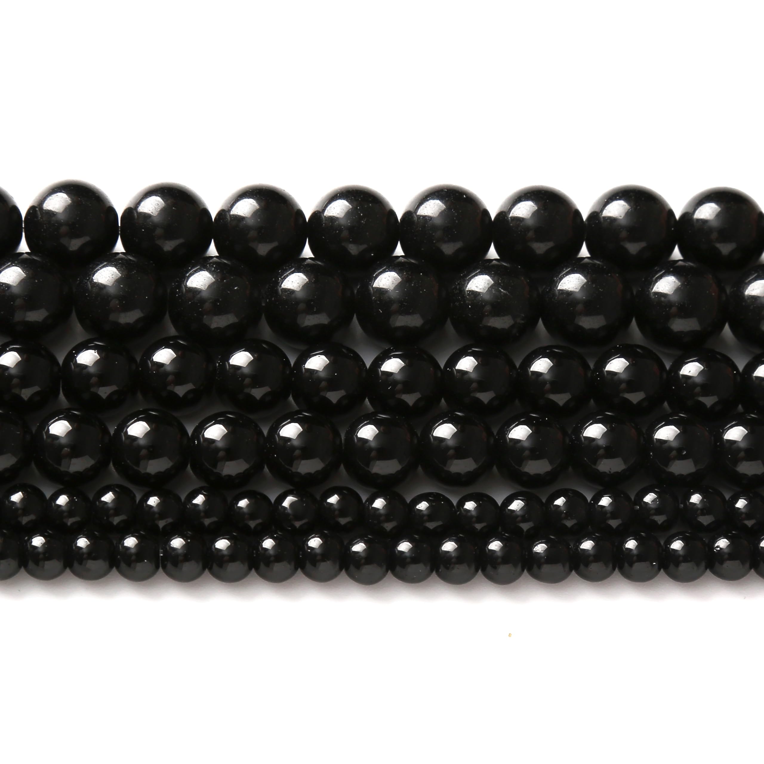 Natural Bright Black Agate Stone Beads Gemstone Round Crystal Energy Jade Beads Stone Beads for Jewelry Making DIY Bracelet Necklace Jewelry Making 1