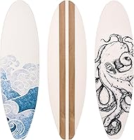 RattanView 3 Piece Wooden Surfboard Wall Decor - Ocean Beach Tropical Hanging Art for Bedroom Living Room Coastal Home Decor