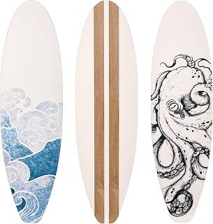 RattanView 3 Piece Wooden Surfboard Wall Decor - Ocean Beach Tropical Hanging Art for Bedroom Living Room Coastal Home Decor