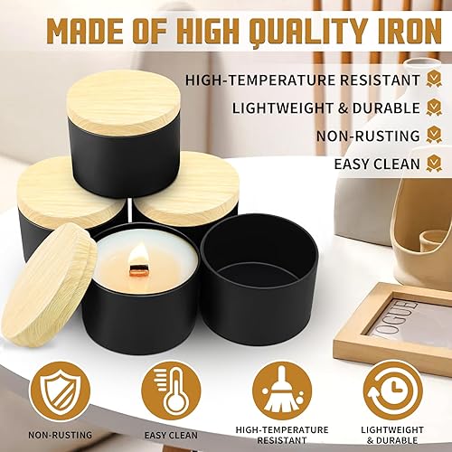 Miniatura 31 de Latas para velas de 16 onzas, paquete de 12 frascos de metal de alta calidad de 16 onzas con tapas para hacer velas, contenedores de velas vacíos a