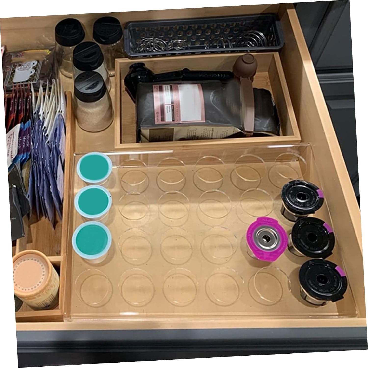 FUOYLOO Transparent Acrylic Coffee Pod Holder Rack Coffee Capsule Organizer Stand for Countertop for Easy Access