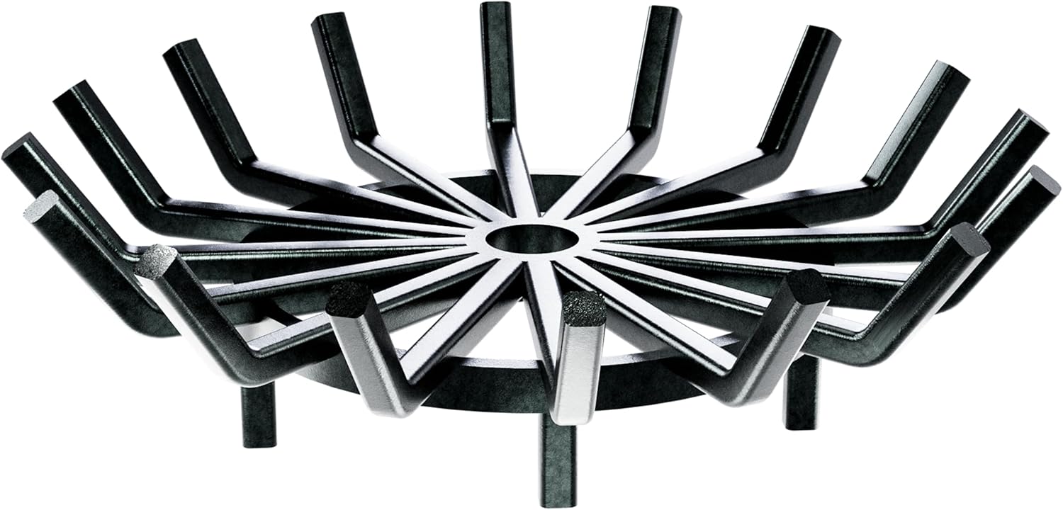 Idzo 27in Fire Grate Log Grate Wrought Iron Fire Pit Round Spider Wagon Wheel Firewood Heavy Duty Bar Fireplace Stove Burning Rack Holder 4Legs Black