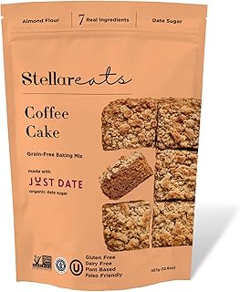 Stellar Eats Grain-Free Coffee Cake Baking Mix | Gluten-Free, Dairy-Free, Plant-Based, Paleo-Friendly, Naturally Sweetened with Date Sugar, Certified Kosher | Almond Flour-Based | 12.6 oz | 1 Pack