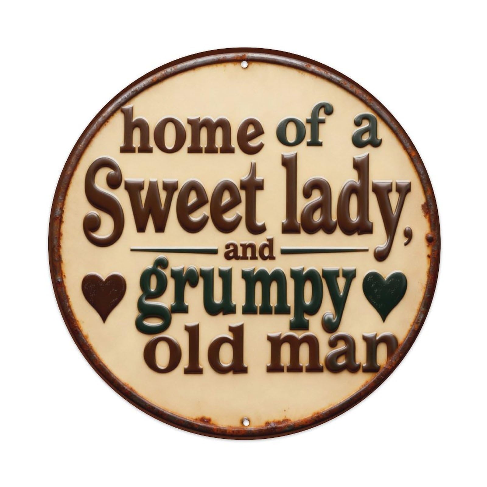 Home Of A Sweet Lady And Grumpy Old Man Round Metal Tin Sign Vintage Wall Decor, Bar Garage Cafe Kitchen Home Wall Art Poster 8x8inches