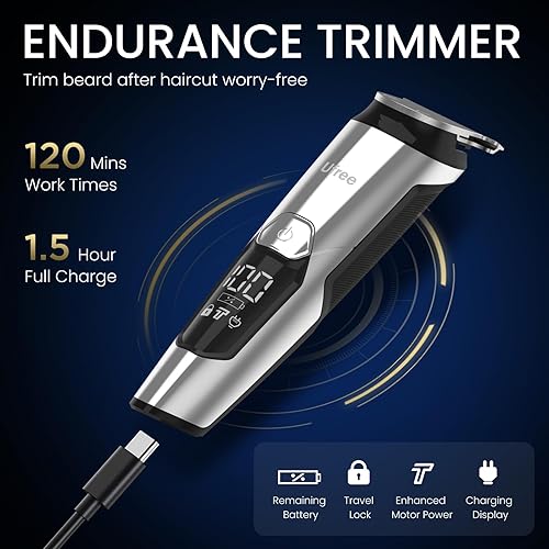 Miniatura 5 de Ufree Kit de recortadora de barba 3 en 1, maquinilla de afeitar eléctrica para bigote, cuerpo y nariz, pelo facial, recortadora de pelo profesional,