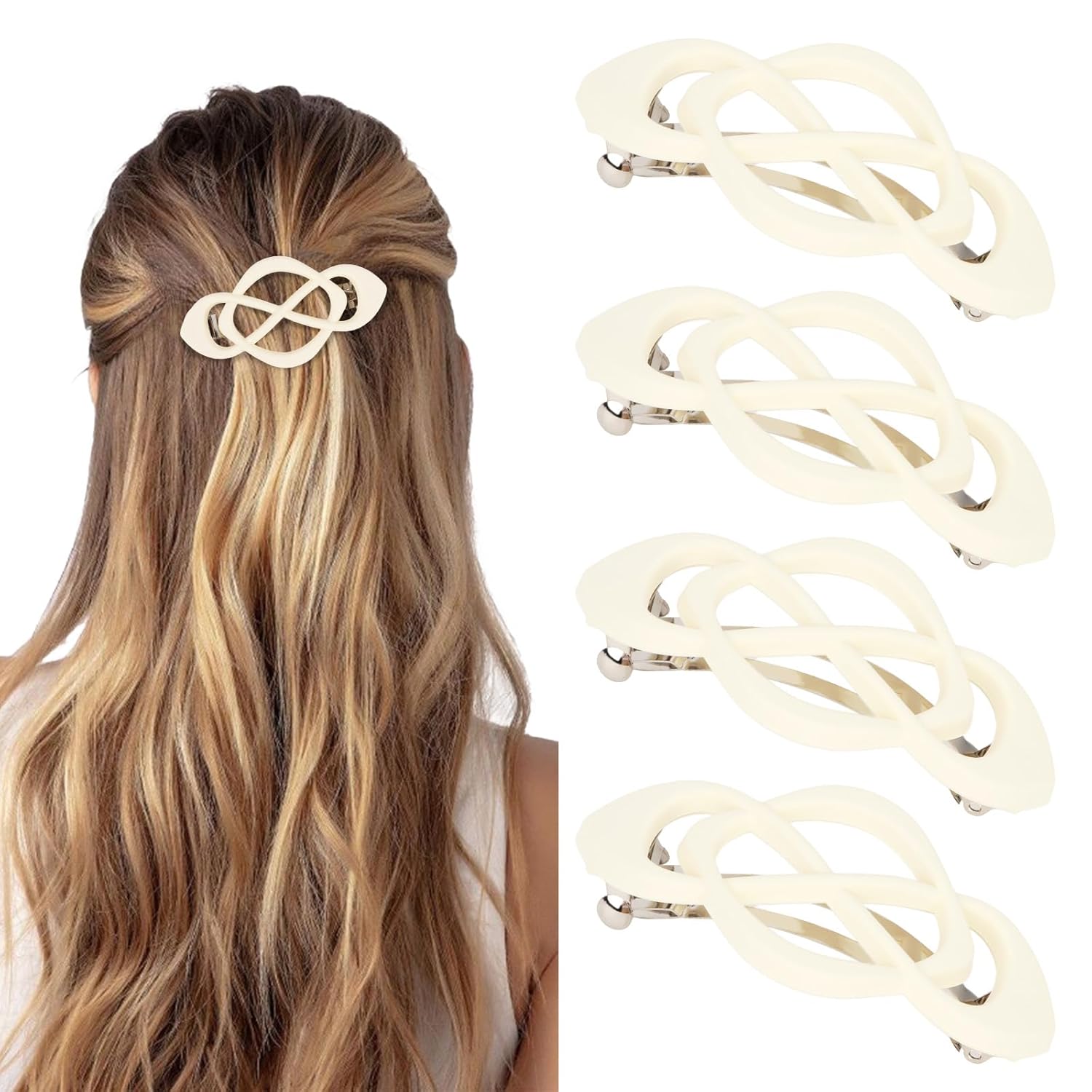 Beige Hair Barrettes for Women 4packs Hair Clips French Hair Barrette Clip Beige Accessories for Women Girls