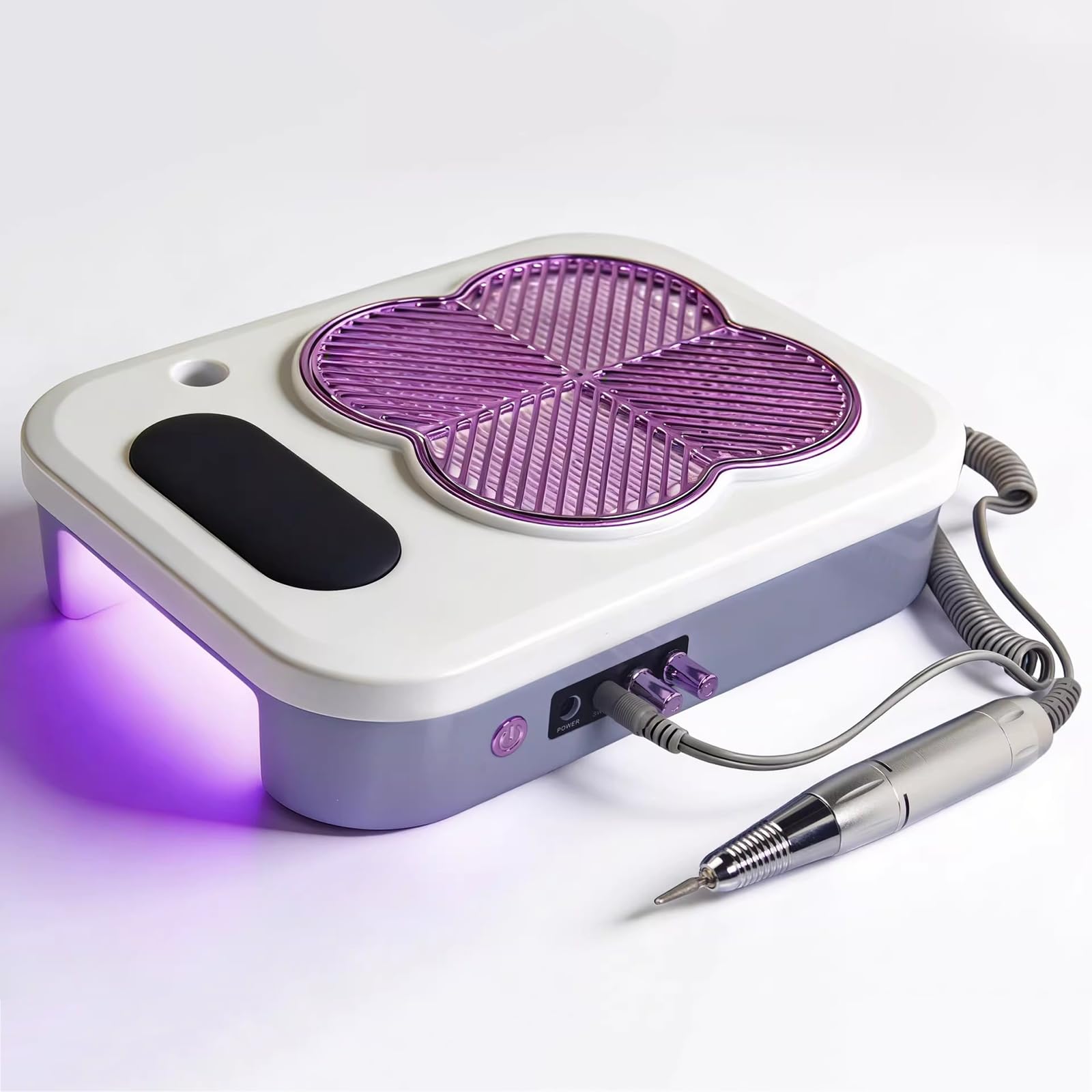 Odkurzacz do paznokci, 3 w 1, z lampą UV LED, frez, odkurzacz, regulowana siła ssania i filtr wielokrotnego użytku do użytku domowego