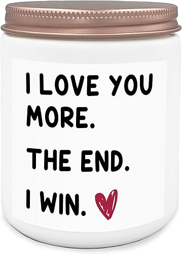 Qvapt Regalos de boda de aniversario, vela de lavanda con texto en inglés "I Love You", regalos para novia, novio, marido, esposa, él, ella, regalos