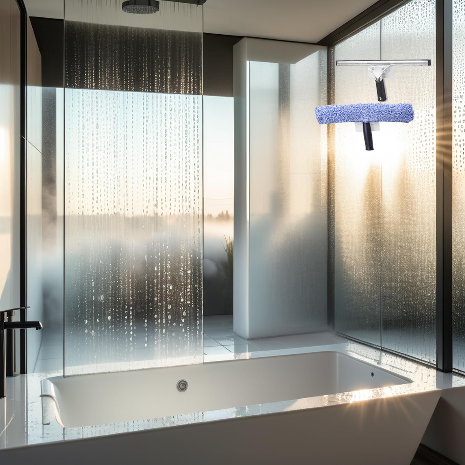 Duschabzieher 35cm Einwascher mit Mikrofaserbezug 37cm für Badezimmer Glas Dusche Wasser Boden Fenster