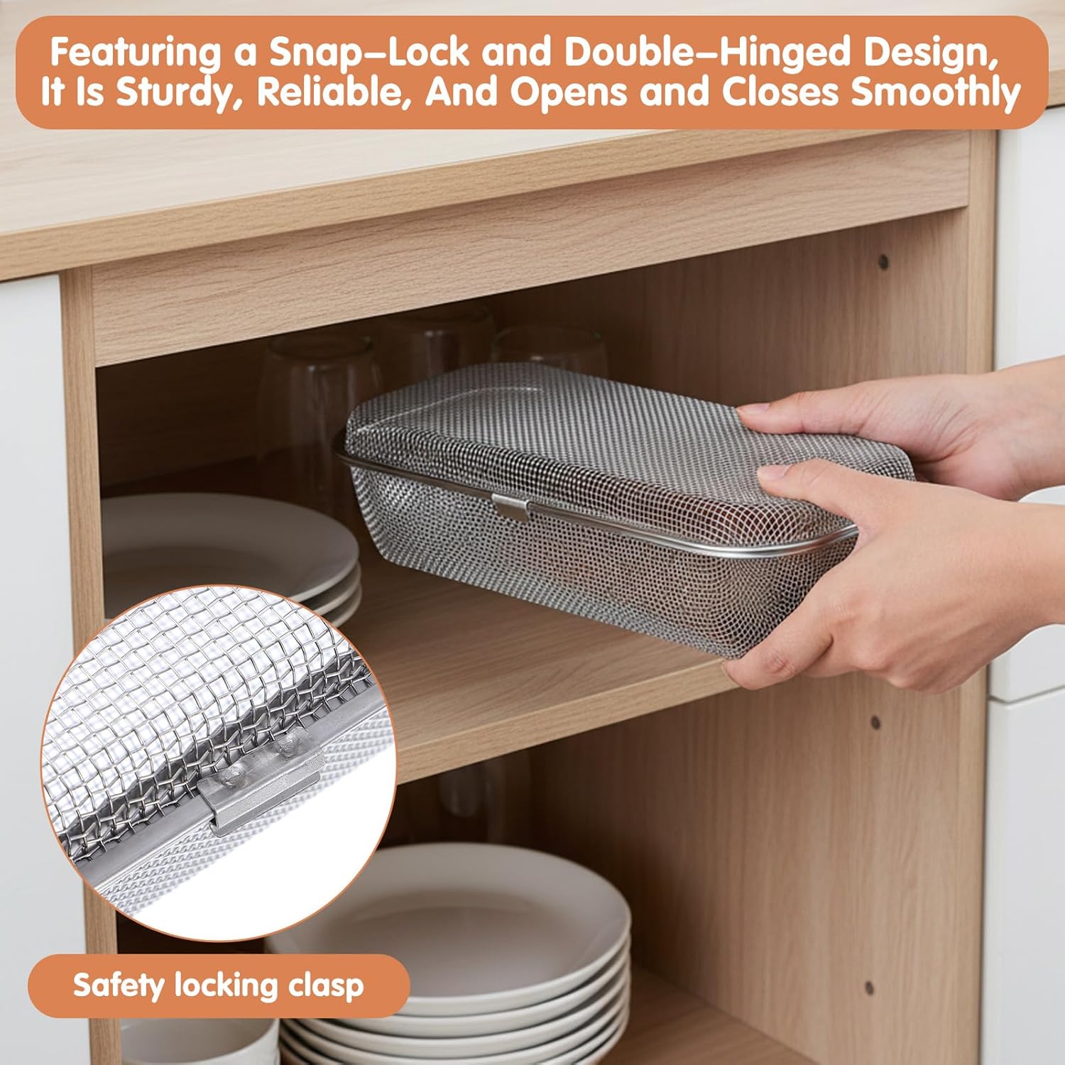 2 Pcs Dishwasher Basket, 18/8 Stainless Steel Dishwasher Silverware Basket, Replacement Utensil Rectangular Mesh Drain for Small Items Bottle Accessories Scoops Forks Chopsticks Cleaning, Large