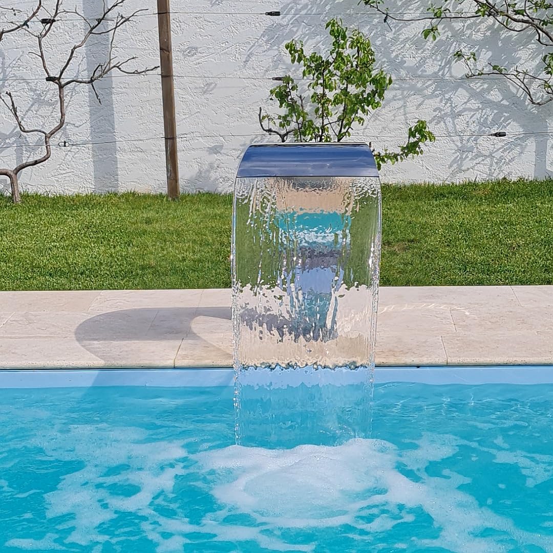 Cascade INOX 316 Fontaine Piscine Bassin Modèle Cobra Hauteur 80cm