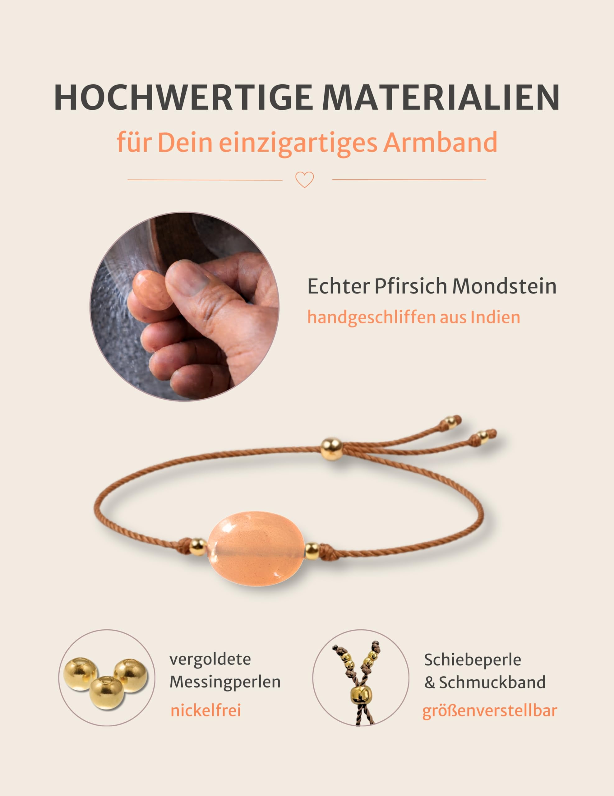 happymaker - Edelstein Armband Damen, handgefertigt in Deutschland mit Goldperlen, Geschenkkarte und Geschenkverpackung, Mutmacher Geschenk