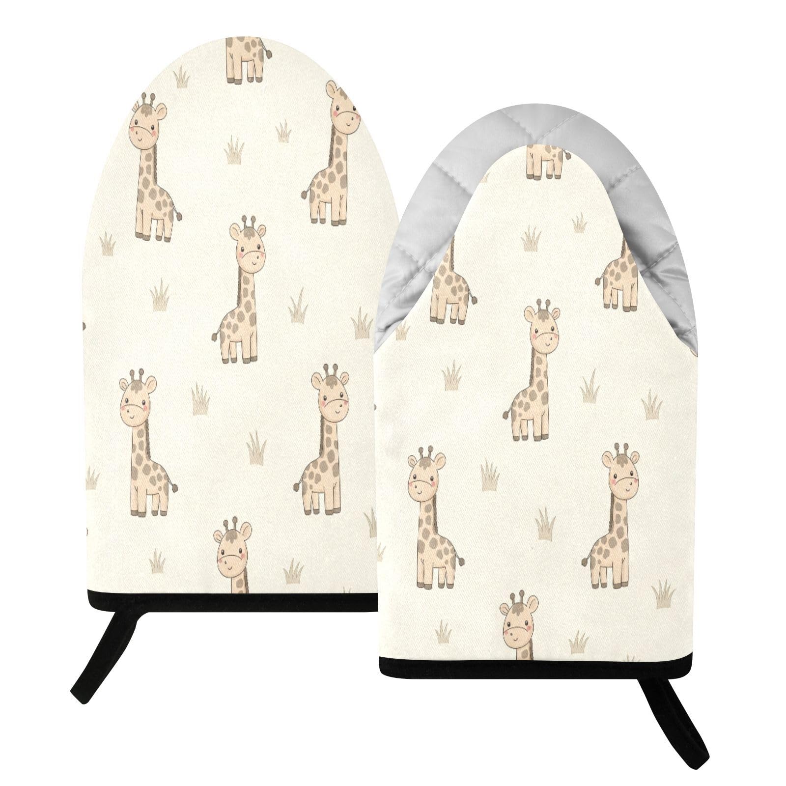 BURSTDDY Giraffes Oven Mitt,Heat Resistant Kitchen Mitts for Cooking