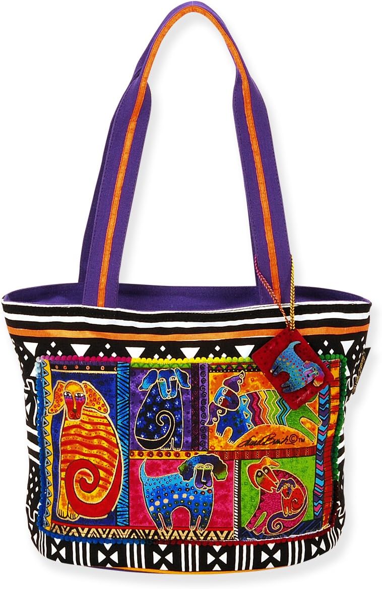 Laurel Burch Dog Tails Patchwork Medium Tote 5210 (Multi)